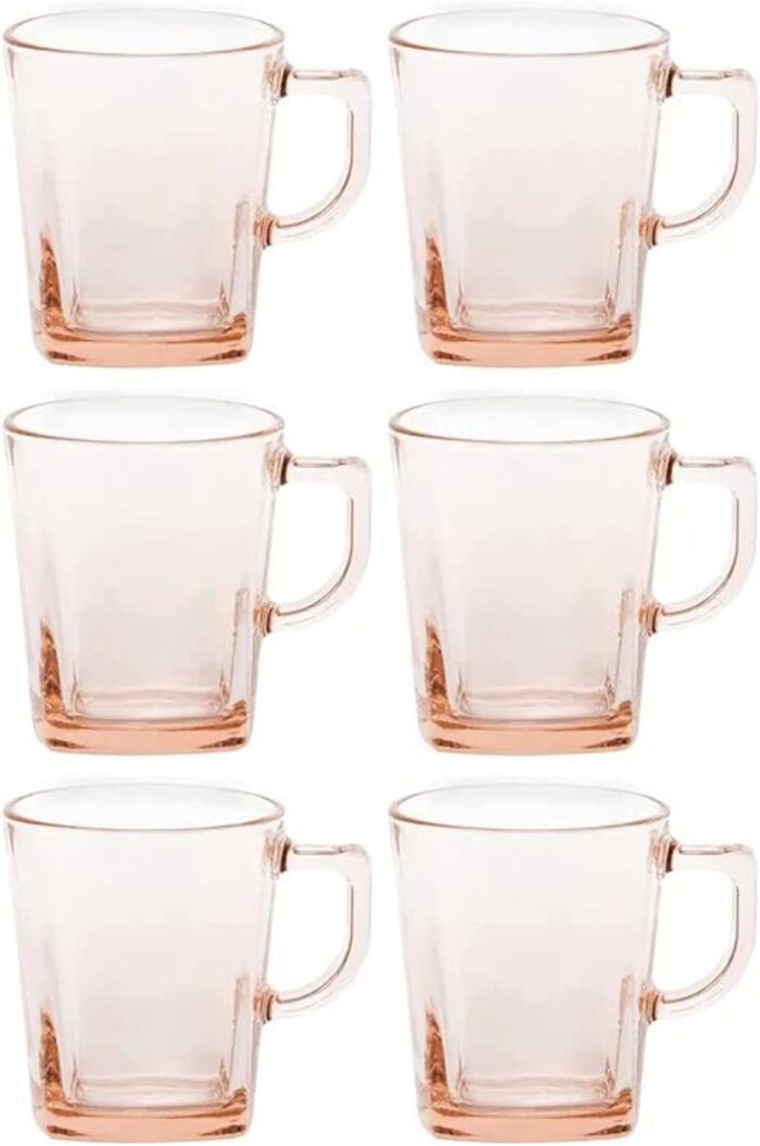 Tea Mug Set Carre 6 Cups 270 ml Pink Color Turkey Origin