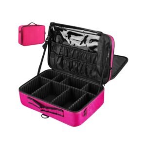 Professional Multilayer Makeup Artist Travel Bag Large Waterproof Cosmetic , Accessories And Makeup Bag Pink Color