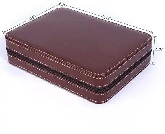 Watch Wallet Portable Travel Zipper Case (Brown) With 8 Slot