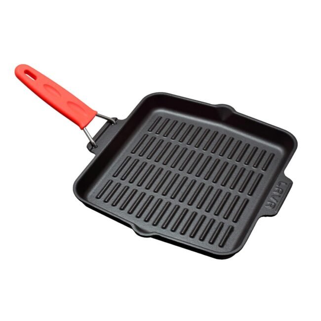 Cast Iron Frying Pan Hand Held Silicone ,Square Shape 24x24 cm-Turkey Made