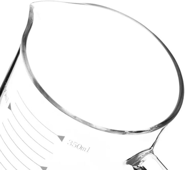 Graduated Measuring Beaker Mug With Handle And Durable Bamboo Lid-Borosilicate Glass-(350Ml)