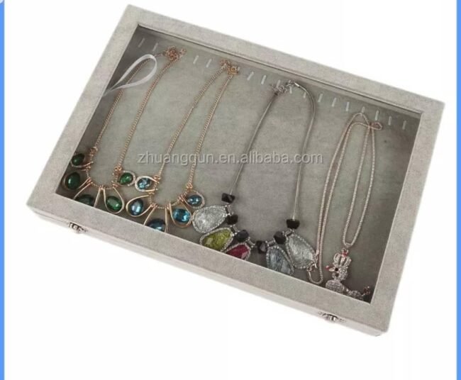 Jewelry Organizing Box - Padded Inside & Out With Glass Cover (35*24cm)