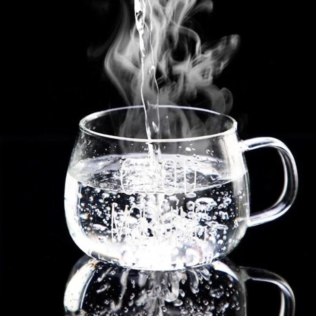 مج زجاج مقاوم للحرارة للشاي والقهوة والمشروبات الباردة بطباعة عبارة «Good Morning» مصنوع من زجاج البوروسيليكات عالي الجودة مع مقبض - 350 مل، 350.0 ml، شفاف