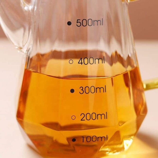 زجاجة زيت وخل، زجاج البوروسيليكات الشفاف المقاوم للحرارة، مع مقبض كبير وغطاء محكم من الستانلس ستيل - (700 مل)