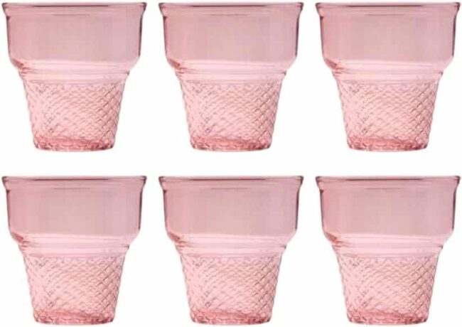Pasabahce MiniCornet Ice Cream Cup, 245ml Set of 6 -Pink-Turkey Origin