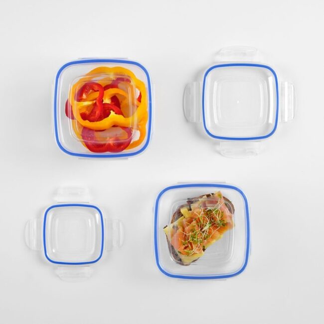 Dunya Plastic Food Storage Container Set With Airtight Silicone Sealed Cover-BPA Free- (5pieces)-(2400-1500-900-500-275Ml)-Turkey Made