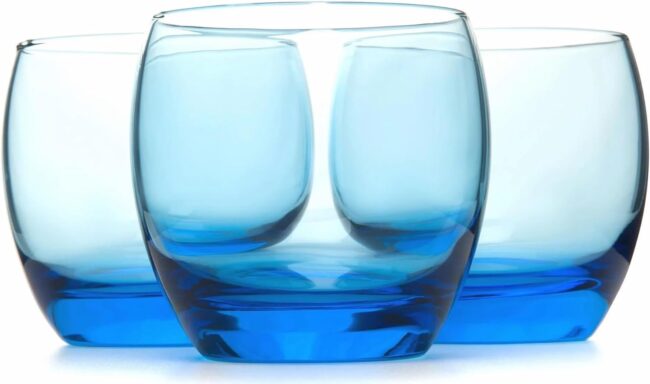 Pasabahce Large Juice Cups Set of 6 - Barrel- 340ml -Turquoise Color-Turkey Origin