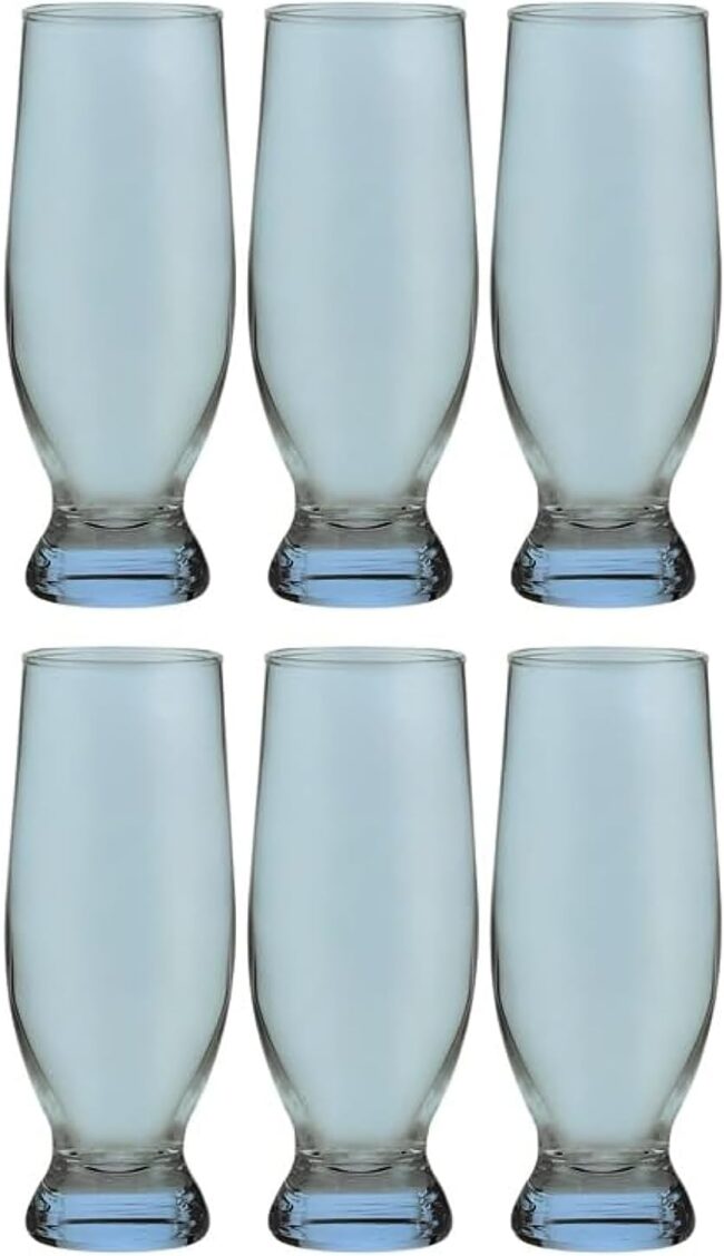 Pasabahce Large Juice Cups Set of 6 - Aquatic- 370 ml -Turquoise Color- Turkey Origin