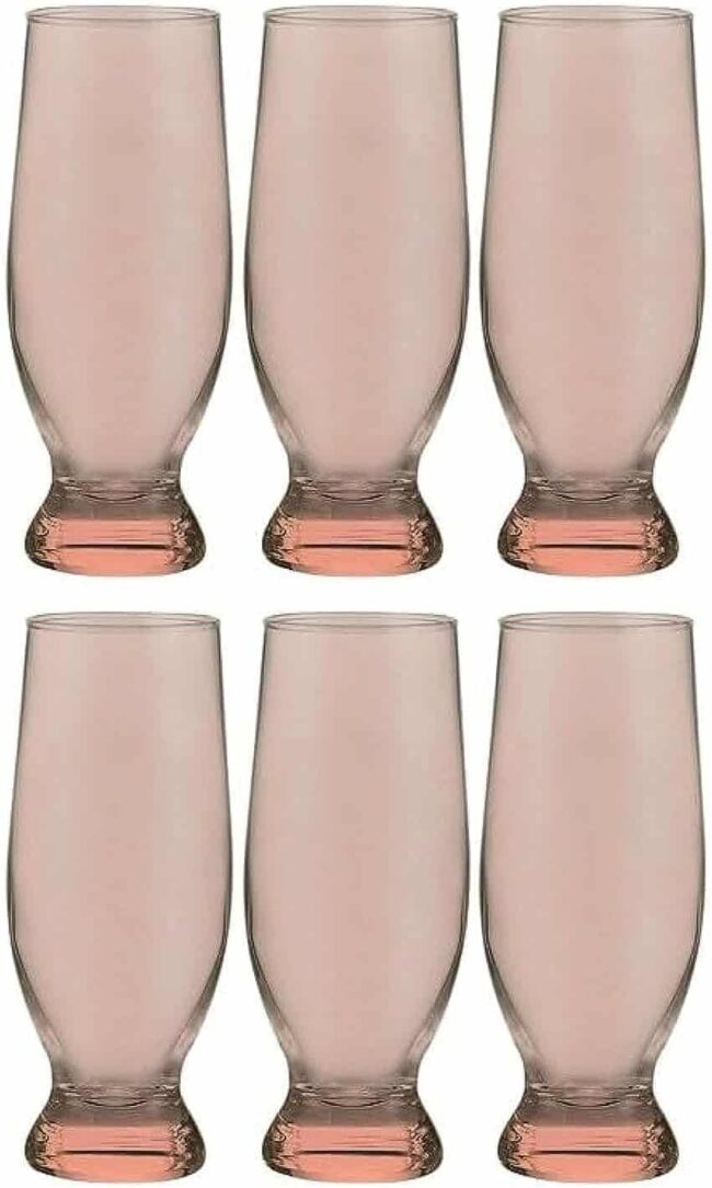 Pasabahce Large Juice Cups Set of 6 - Aquatic- 370 ml -Pink Color- Turkey Origin