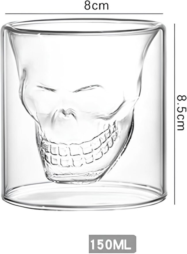 3D Skull Shape Heat Resistant Tea,Coffee and Cold Drinks Glass Cup High Borosilicate Glass -(150ml)