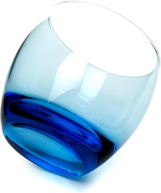 Pasabahce Large Juice Cups Set of 6 - Barrel- 340ml -Turquoise Color-Turkey Origin