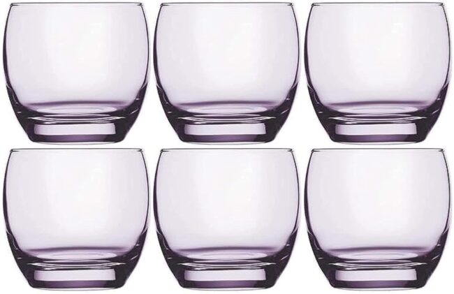Pasabahce Large Juice Cups Set of 6 - Barrel- 340ml -Purple Color-Turkey Origin