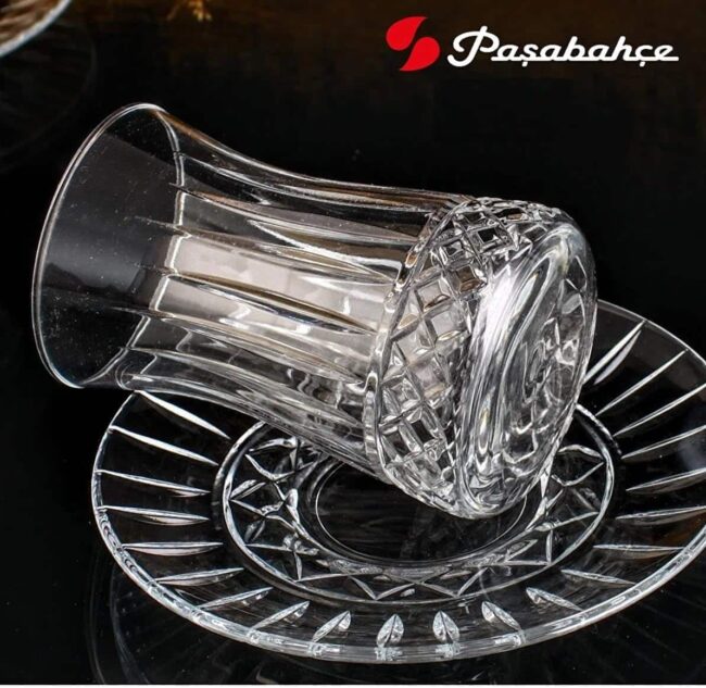 Pasabahce Turkish Tea Set Elysia -6 Cups with 6 Saucers- 170 ml -Turkey Origin