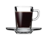Pasabahce Carre Espresso and Turkish Coffee Cups with Saucer 6 Cups and 6 Saucers- (72ml)-Turkey Made