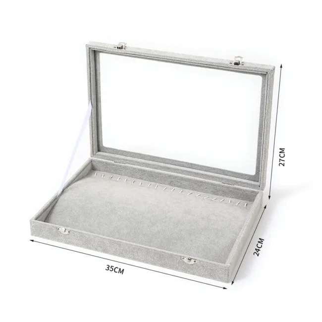 Jewelry Organizing Box - Padded Inside & Out With Glass Cover (35*24cm)