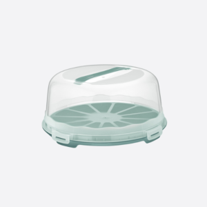 Dunya Plastic Round Cake Carrier Box With Clip Lock Cover-BPA Free-(32 * 14cm)-Turkey Made Green