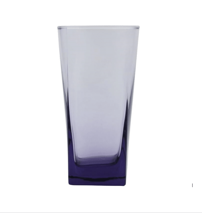 Pasabahce Large Juice and Water Colored Cups Set of 6 - Carre Long Drink- 305ml -Purple Color -Turkey Origin