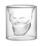 كوب من زجاج البوروسيليكات مقاوم للحرارة على شكل جمجمة ثلاثية الأبعاد للشاي والقهوة والمشروبات الباردة 250 مل، 250.0 ml، شفاف