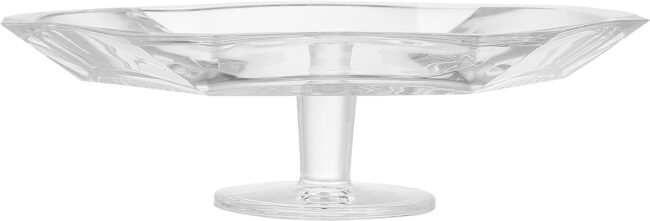 Nude Footed Round Server Cake Plate (31.8cm)-Reflection-Crystal Glass-Turkey Made