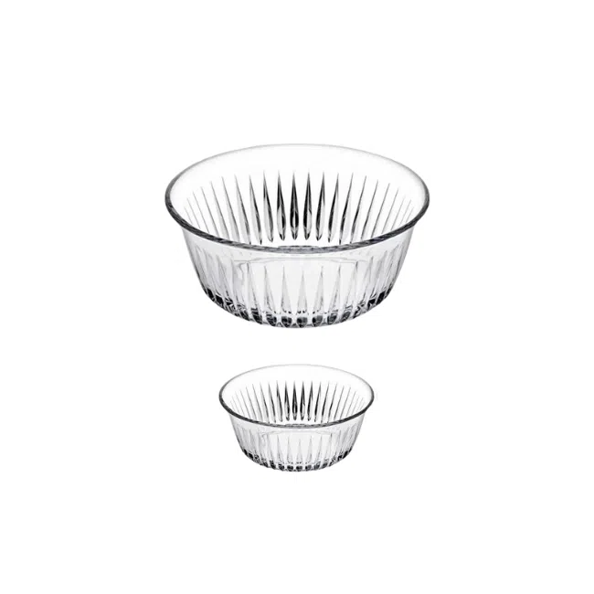 Pasabahce Frezya Round Glass Dessert Bowl Set of 7Pcs 1 Large Bowl(2650ml-24cm)+6 Small Bowls(330ml-12.5cm) Turkey Made - Image 2