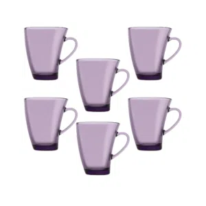 Pasabahce Tea Mug Set Penguen 6 Cups 170 ml Purple Color Turkey Origin