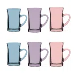 Pasabahce Mila Tea Mug Set of 6 Cups- Multicolor, 150ml