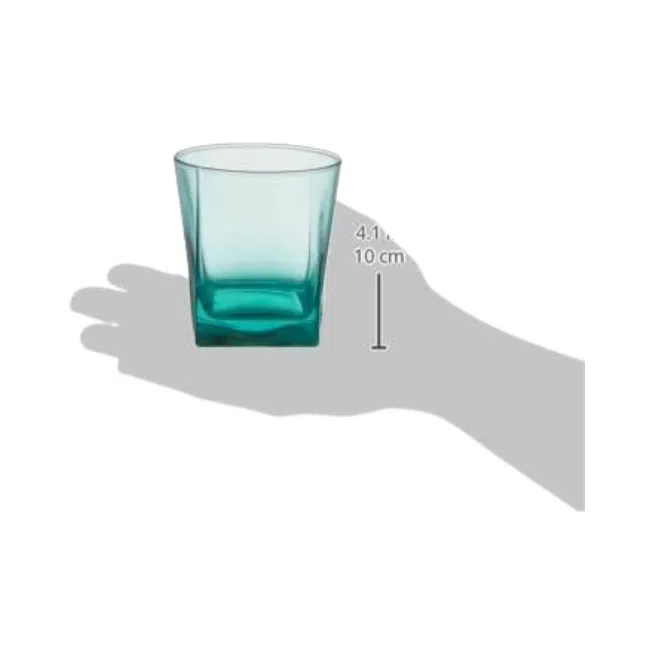 Pasabahce Juice,Tea and Water Colored Cups Set of 6 - Carre- 310ml -Green Color-Bulgarian Made