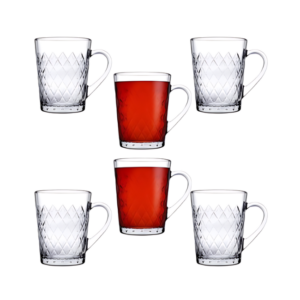 Pasabahce Mug Set "Ruby" Set of 6 Mugs- (260ml)