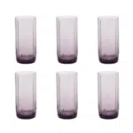 Pasabahce Large Juice and Water Cups Set of 6 - Leia Hi Ball-Purple- 310ml