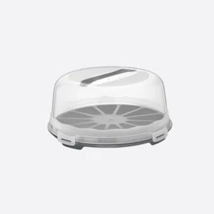 Dunya Plastic Round Cake Carrier Box With Clip Lock Cover-BPA Free-(32 * 14cm)-Turkey Made Black