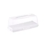 Dunya Plastic Rectangle Cake & Toast Carrier Box With Clip Lock Cover-BPA Free-(37 * 7.5cm)-Turkey Made White
