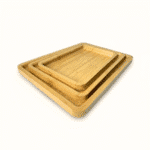 طقم صواني خشبية من الخيزران مكون من 3 قطع بمقاسات مختلفة