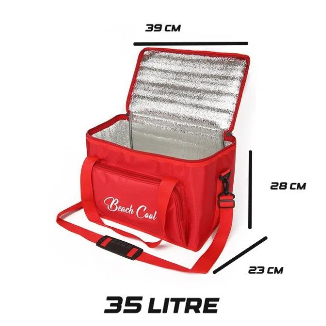 35 liter Thermal Lunch Bag Beach cool-Red Color