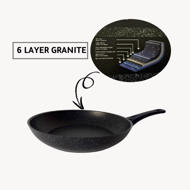 Drobina Granite Frying Pan 32cm (6 Layer Granite)-Non-Stick Coating-Turkey Made