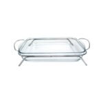Rectangle Oven Glass Casserole & Silver Stand
