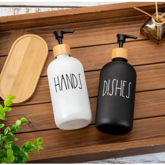 Dish & Hand Soap Dispenser 500ml Set of 2Pcs Refillable Soap Dispenser (Black &White)