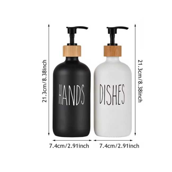 Dish & Hand Soap Dispenser 500ml Set of 2Pcs Refillable Soap Dispenser (Black &White)