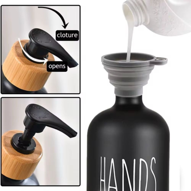 Dish & Hand Soap Dispenser 500ml Set of 2Pcs Refillable Soap Dispenser (Black &White)