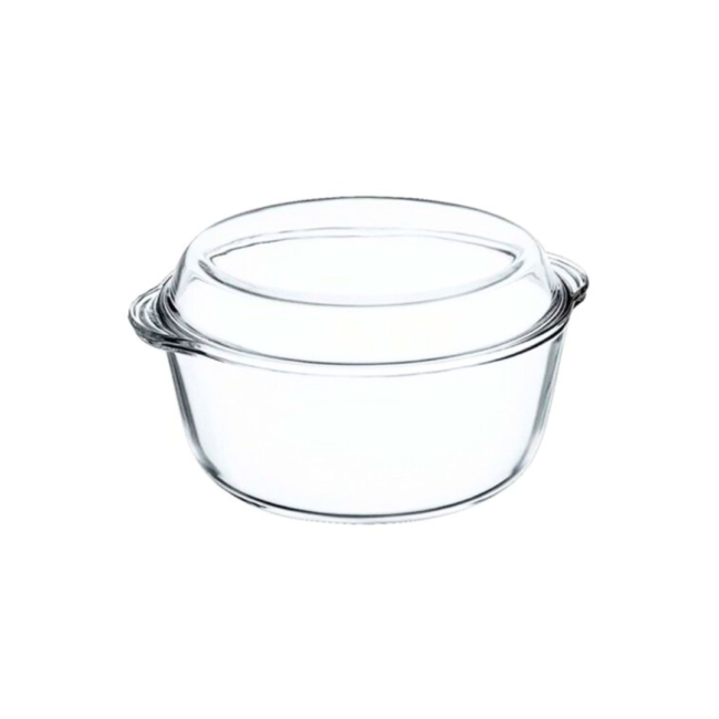 Borcam Oven Round Glass Casserole with Cover 3150ml-Turkey Made