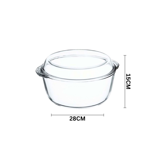 Borcam Oven Round Glass Casserole with Cover 3150ml-Turkey Made