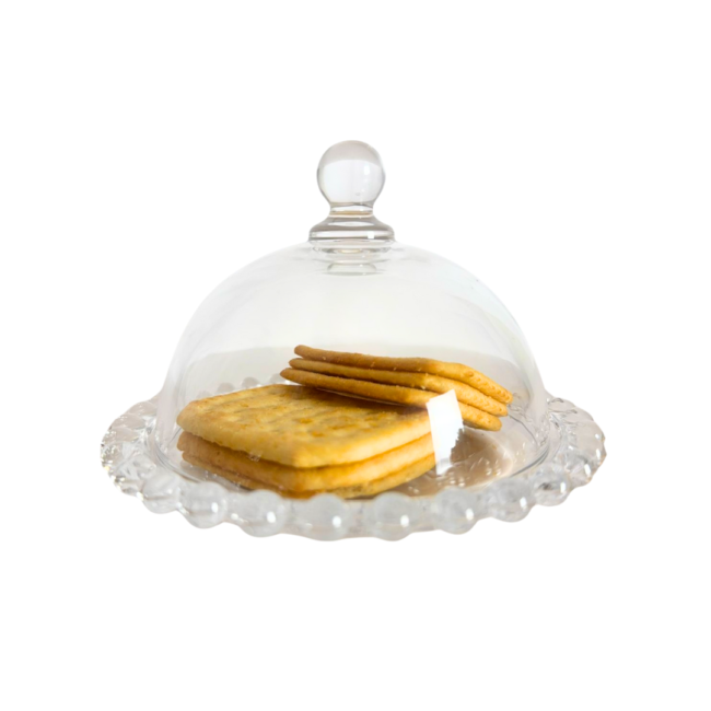 Mini Dessert Plate with Glass Cover Suitable for Dates, Bonbon and Candies-14cm
