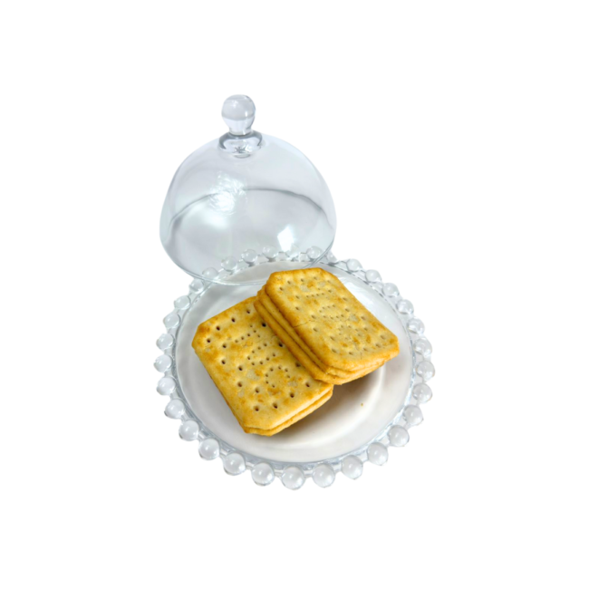 Mini Dessert Plate with Glass Cover Suitable for Dates, Bonbon and Candies-14cm