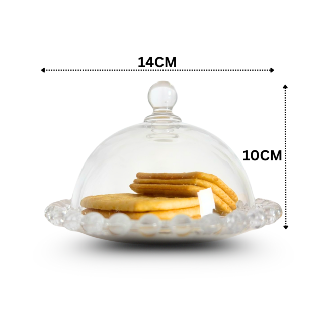 Mini Dessert Plate with Glass Cover Suitable for Dates, Bonbon and Candies-14cm