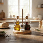 Pasabahce Oil Vinegar Salt and Pepper Set With Wooden Stand - Image 2