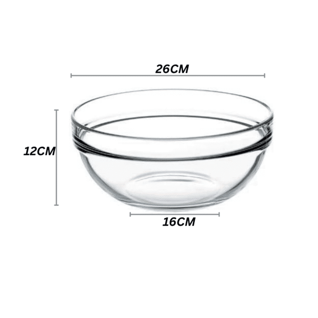 Pasabahce Chef Glass Bowl (26CM) 4000ml for Salad and Mixing Bowl-Turkey Made - Image 4