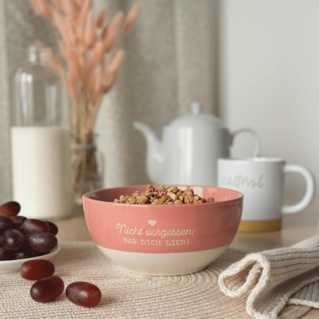 Porcelain Colored Cereal Bowl 600ml 1Pc-Pink Color
