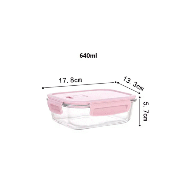 Borosilicate Glass Food Storage Containers Set with Lids (1040-640-370ml)-Heat and freeze resistant