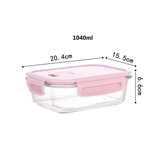 Borosilicate Glass Food Storage Containers Set with Lids (1040-640-370ml)-Heat and freeze resistant