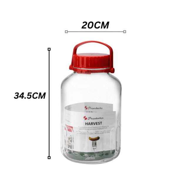 Pasabahce Harvest Large Jar 8L With Red airtight Lid (34.5*20CM)-Turkey Made