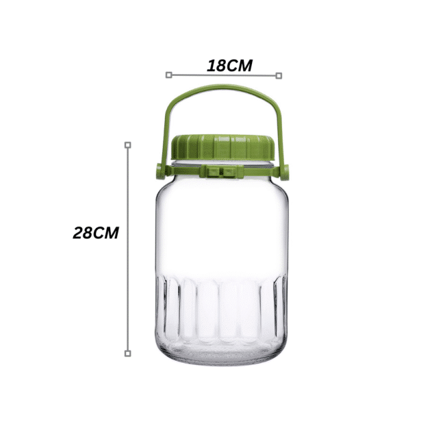 Pasabahce Harvest Large Jar 4L With Green airtight Lid (28*18CM)-Turkey Made
